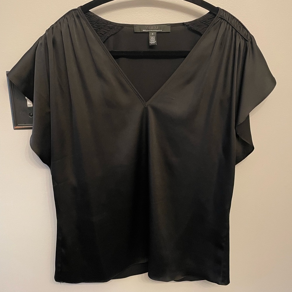 WHBM black flutter sleeve blouse, size small
